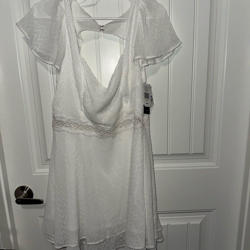 Elegant White Dress with Lace Detail